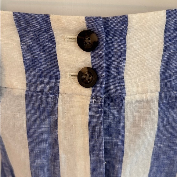 BODEN high waist blue and white striped pleated linen shorts 4 " inseam sz 8 NWT - Picture 6 of 8